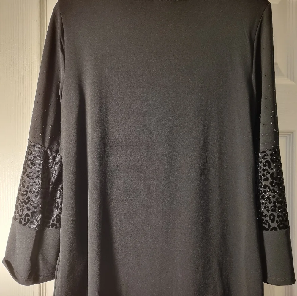 JM Collection women's blouse black, long sleeves, New With Tag Size M - Picture 8 of 10